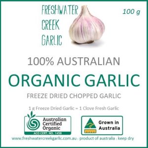 100 cloves Australian Dried Garlic Chopped Granules, Freeze Dried, Certified Organic